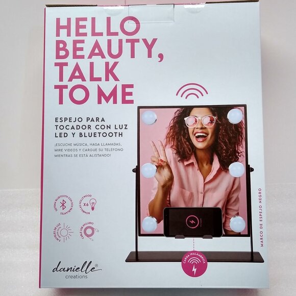 Danielle Creations Bluetooth L.E.D. Vanity Mirror Hands Free Wireless Charging - Picture 2 of 9